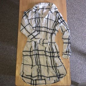 White and black flannel dress